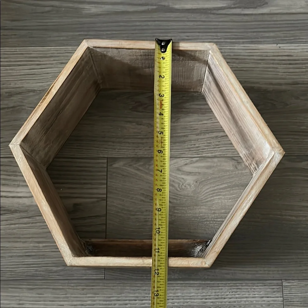 Ashland - Set of 3 - 12”, 12” & 10” Distressed Hexagon Wooden Wall Shelves